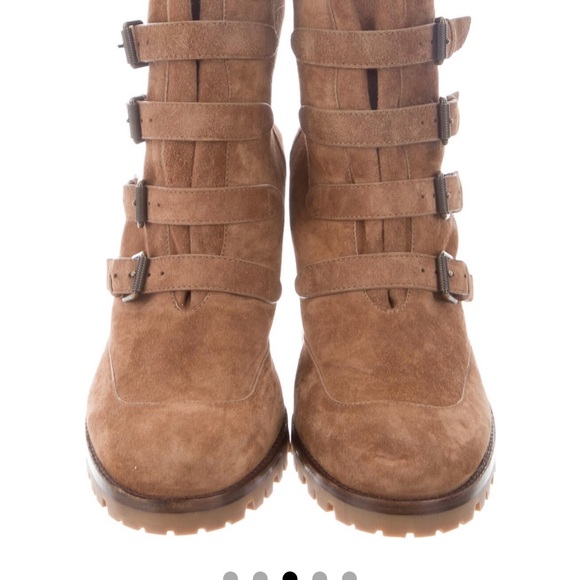 Christian Louboutin tan suede buckle boots. Size 10 (box not included) - Picture 9 of 11